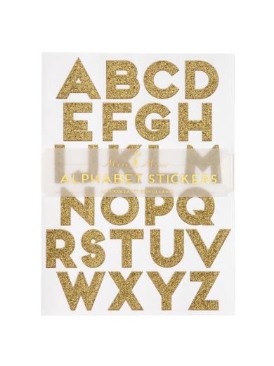 Stickers Gold Glitter ABC