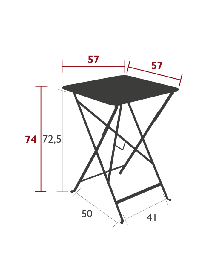 Klapptisch Bistro  Anthrazit 57 x 57cm von Fermob