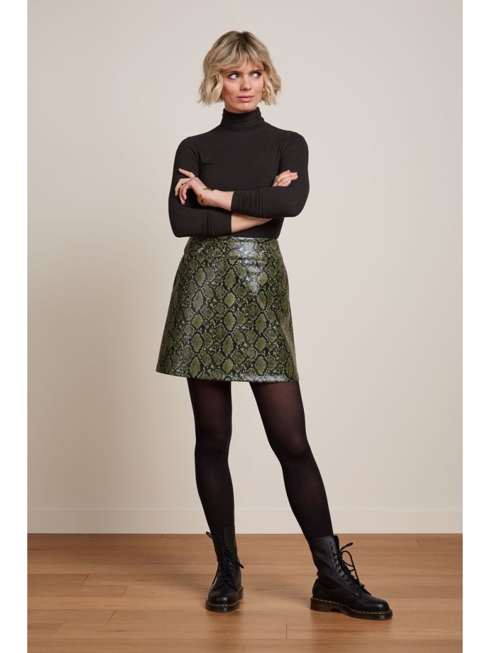 Rollneck Top Uni Rib schwarz