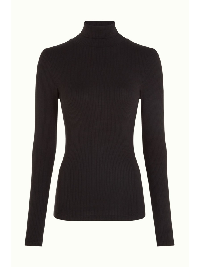 Rollneck Top Uni Rib schwarz