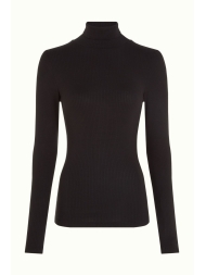 Rollneck Top Uni Rib schwarz
