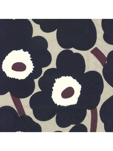 Servietten Unikko dunkelblau braun von Marimekko
