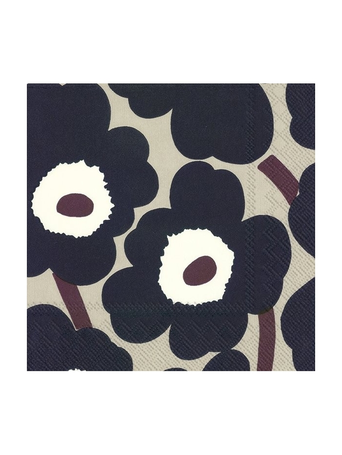 Servietten Unikko dunkelblau braun von Marimekko