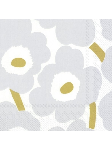 Servietten Cocktail Unikko white silver von Marimekko