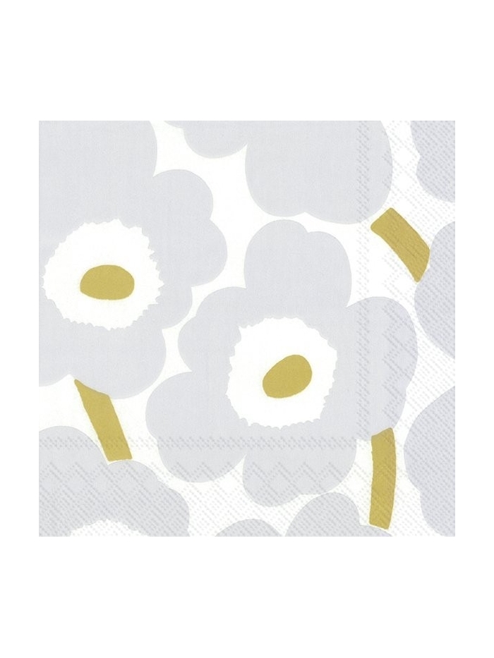 Servietten Cocktail Unikko white silver von Marimekko