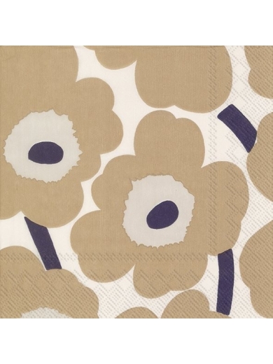 Cocktail-Servietten Unikko cream linen von Marimekko