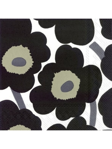 Lunch-Servietten Unikko white black von Marimekko
