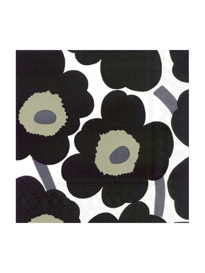 Lunch-Servietten Unikko white black von Marimekko