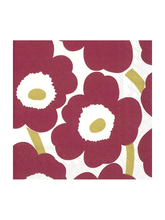 Cocktail-Servietten Unikko dark red gold von Marimekko