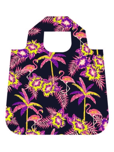 Faltbare Tasche "Palms" von Envirosax (Vorderseite Blau/Violett, Rückseite Gelb/pink)