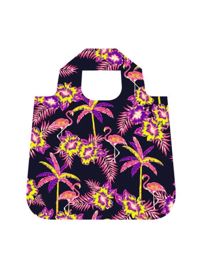 Faltbare Tasche "Palms" von Envirosax (Vorderseite Blau/Violett, Rückseite Gelb/pink)