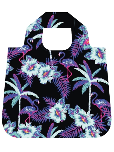 Faltbare Tasche "Palms" von Envirosax (Vorderseite Blau/Violett, Rückseite Gelb/pink)