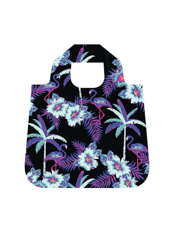 Faltbare Tasche "Palms" von Envirosax (Vorderseite Blau/Violett, Rückseite Gelb/pink)
