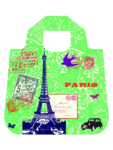 Faltbare Tasche "Paris" von Envirosax (Vorderseite türkis, Rückseite hellgrün)