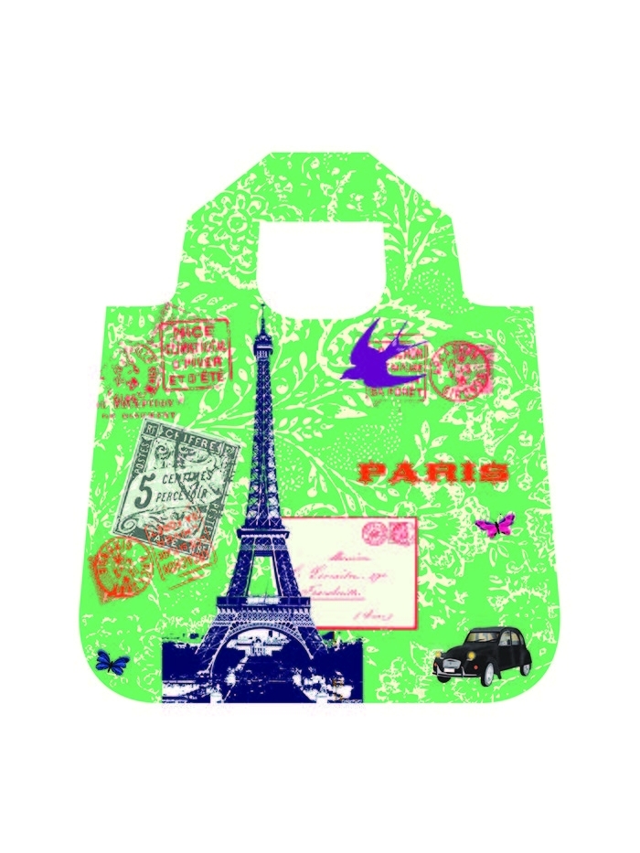 Faltbare Tasche "Paris" von Envirosax (Vorderseite türkis, Rückseite hellgrün)