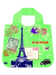 Faltbare Tasche "Paris" von Envirosax (Vorderseite türkis, Rückseite hellgrün)