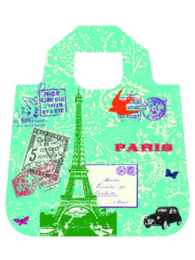 Faltbare Tasche "Paris" von Envirosax (Vorderseite türkis, Rückseite hellgrün)
