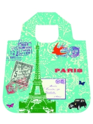 Faltbare Tasche "Paris" von Envirosax (Vorderseite türkis, Rückseite hellgrün)