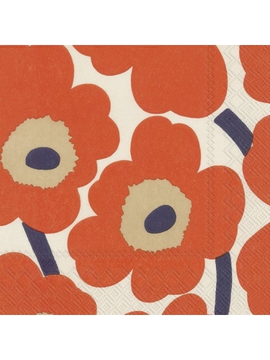 Lunch-Servietten Unikko Cream Orange von Marimekko