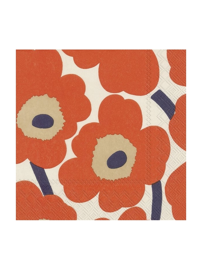 Lunch-Servietten Unikko Cream Orange von Marimekko